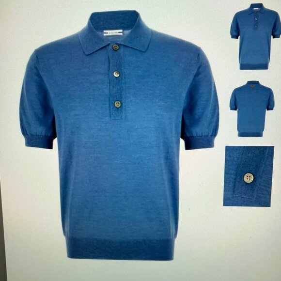 Jacob Cohën Luxury Wool & Silk Polo Shirt Men's Teal Blue, Italy, $492RT, Size S - Picture 11 of 11